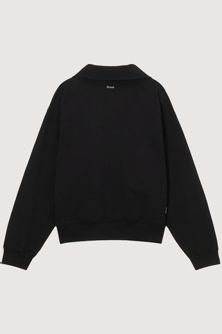 UNISEX LEATHER LOGO HALF ZIP-UP SWEATSHIRT BLACK