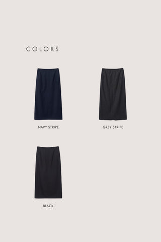 H-LINE STRIPED MAXI SKIRT NAVY STRIPE