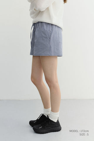 PAJAMA MINI SHORTS NAVY CHECK