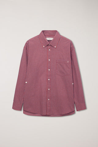 UNISEX OVERSIZED BD CHECKED SHIRT RED CHECK