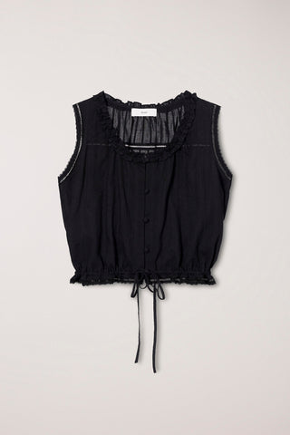 FRILL SLEEVELESS BLOUSE BLACK