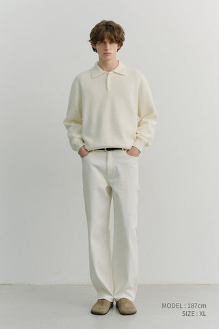 UNISEX CASHMERE COLLARED SWEATER IVORY