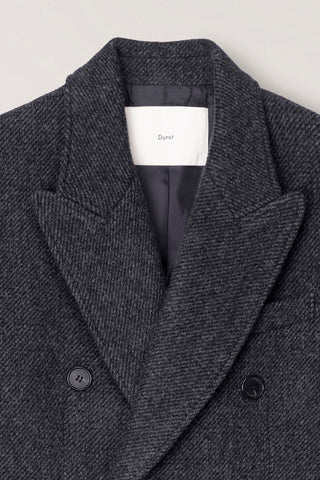 UNISEX TAILORED DOUBLE-BREASTED COAT CHARCOAL GREY PATTERN