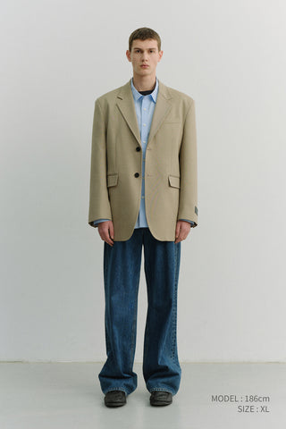 UNISEX OVERSIZED WOOL BLAZER CAMEL BEIGE