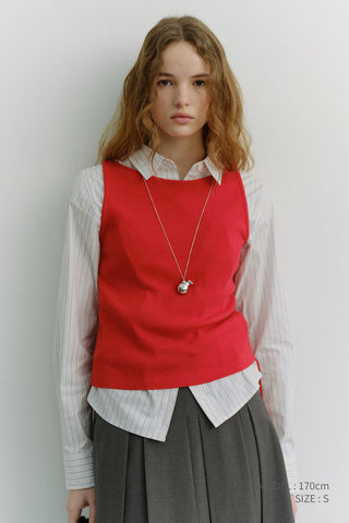 LAYERING KNIT TOP RED