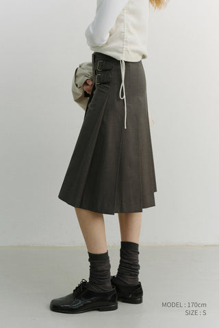 PLEATS MIDI SKIRT GREY