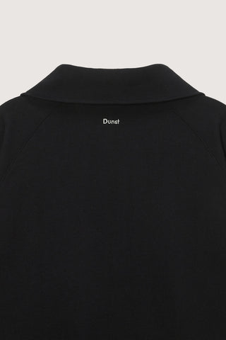 UNISEX LEATHER LOGO HALF ZIP-UP SWEATSHIRT BLACK