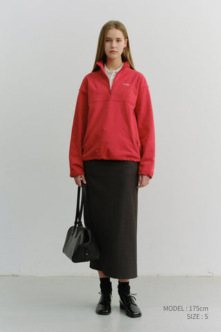 UNISEX RELAXED HALF ZIP-UP SWEATSHIRT RED