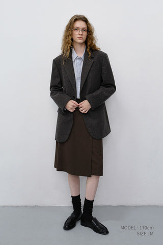 UNISEX CLASSIC 2 BUTTON WOOL BLAZER CHARCOAL BROWN