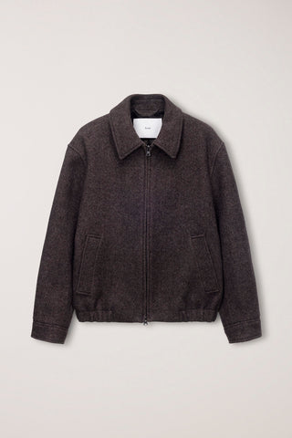 UNISEX COLLARED WOOL BLOUSON BROWN MELANGE