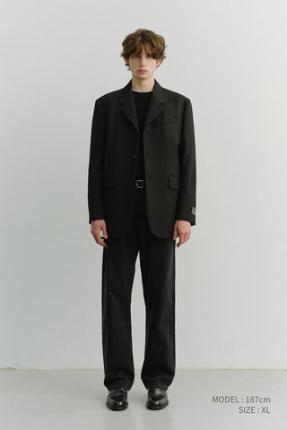 UNISEX 3 BUTTON WOOL BLAZER BLACK