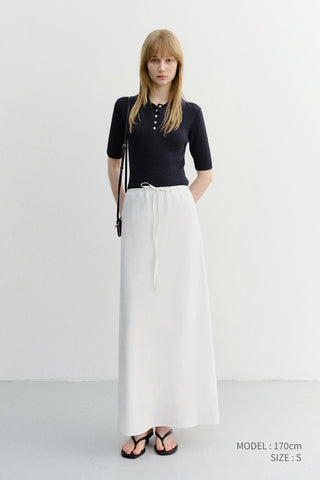 BUTTONED SLIM POLO KNIT NAVY