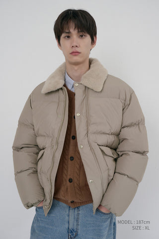 UNISEX COLLARED GOOSE DOWN JACKET BEIGE
