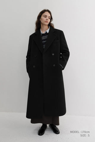 UNISEX LOOSE DOUBLE-BREASTED COAT BLACK
