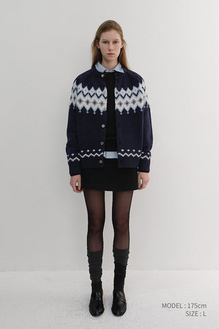 UNISEX CHUNKY PATTERN CARDIGAN NAVY