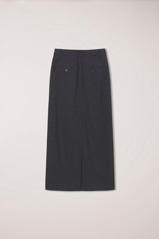 H-LINE LONG STRIPED SKIRT CHARCOAL GREY STRIPE