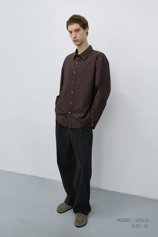 UNISEX REFINED COTTON SHIRT DARK BROWN