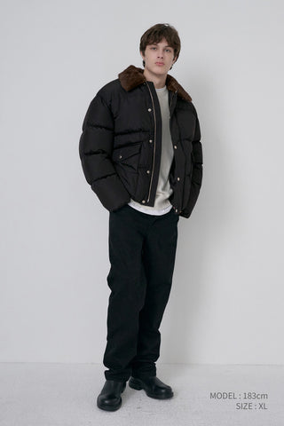 UNISEX COLLARED GOOSE DOWN JACKET BLACK