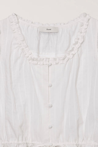 FRILL SLEEVELESS BLOUSE WHITE