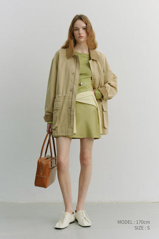 SATIN MINI SKIRT SOFT OLIVE