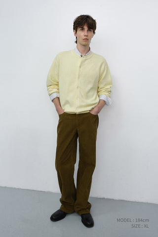 UNISEX CREWNECK KNIT CARDIGAN LEMON BUTTER