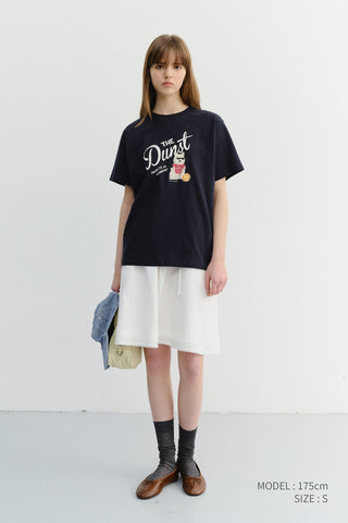 UNISEX DRAWING PUPPY T-SHIRT FRENCH NAVY