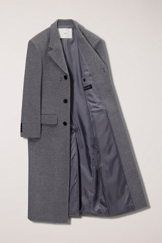 UNISEX 2-WAY 3 BUTTON CASHMERE COAT MELANGE GREY