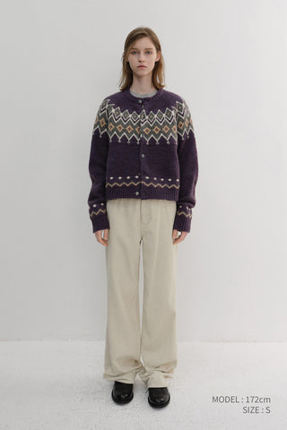 UNISEX CHUNKY PATTERN CARDIGAN PURPLE