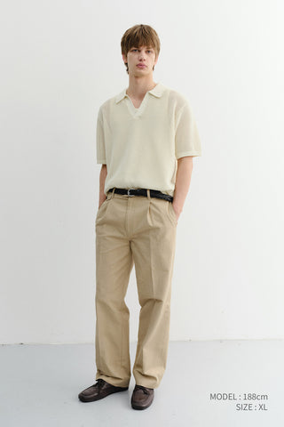 UNISEX CHUNKY POLO KNIT IVORY