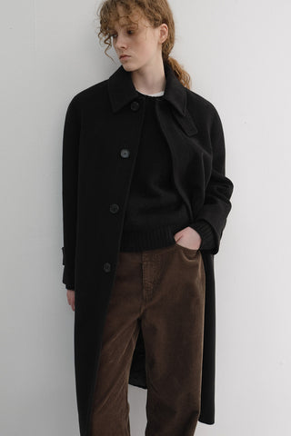 UNISEX BELTED CASHMERE MAC COAT BLACK