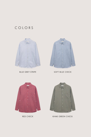 UNISEX OVERSIZED BD CHECKED SHIRT KHAKI GREEN CHECK