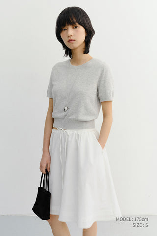 LACED MIDI FULL SKIRT WHITE