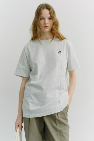 UNISEX LOGO CREASE T-SHIRT LIGHT MELANGE GREY