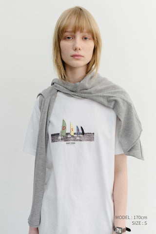 UNISEX APPLIQUE YACHT T-SHIRT OFF WHITE