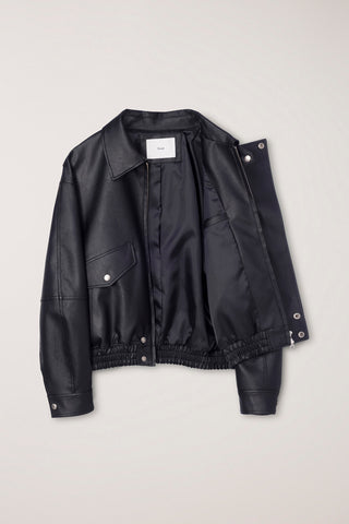 UNISEX CROPPED ALTER-LEATHER BLOUSON BLACK