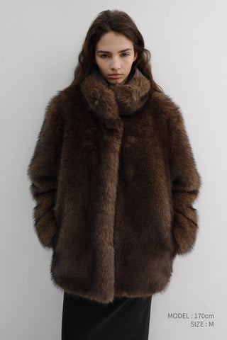 HALF FUR JACKET BROWN