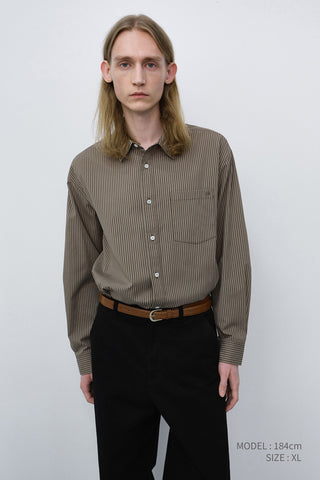 UNISEX INFORMAL SHIRT BROWN STRIPE
