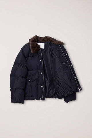 UNISEX COLLARED GOOSE DOWN JACKET BLACK