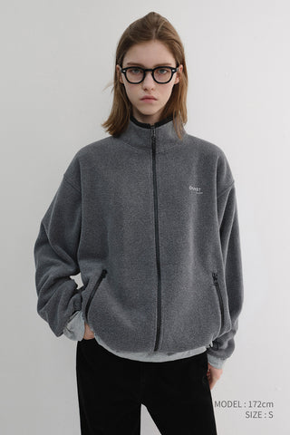 UNISEX ZIP-UP FLEECE SWEATSHIRT CHARCOAL GREY