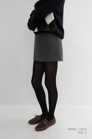 WOOL MINI SKIRT MELANGE GREY