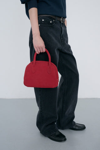 SUEDE BOSTON TOTE BAG RED