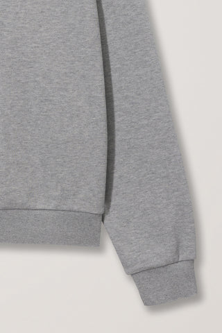 UNISEX LEATHER LOGO COLLARED T-SHIRT MELANGE GREY