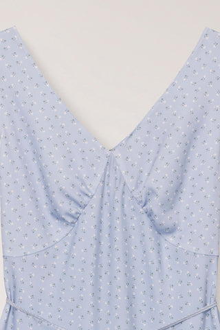SLEEVELESS PATTERNED DRESS SOFT BLUE