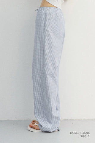 PAJAMA STRING PANTS SOFT BLUE CHECK