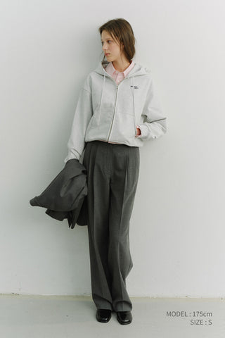 UNISEX CROPPED ZIP-UP HOODIE LIGHT MELANGE GREY