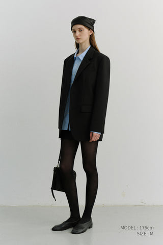 UNISEX 2 BUTTON WOOL BLAZER BLACK