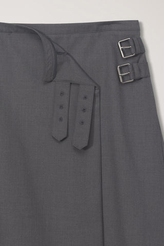 PLEATS MIDI SKIRT GREY