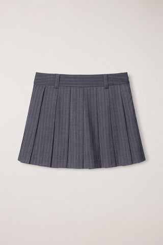 PLEATS MINI STRIPED SKIRT GREY STRIPE