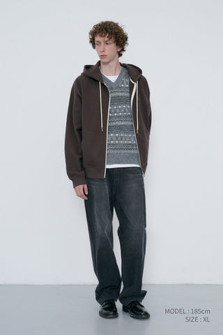 UNISEX CRAFTED V-NECK KNIT VEST GREY