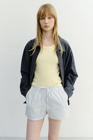 PAJAMA MINI SHORTS WHITE STRIPE